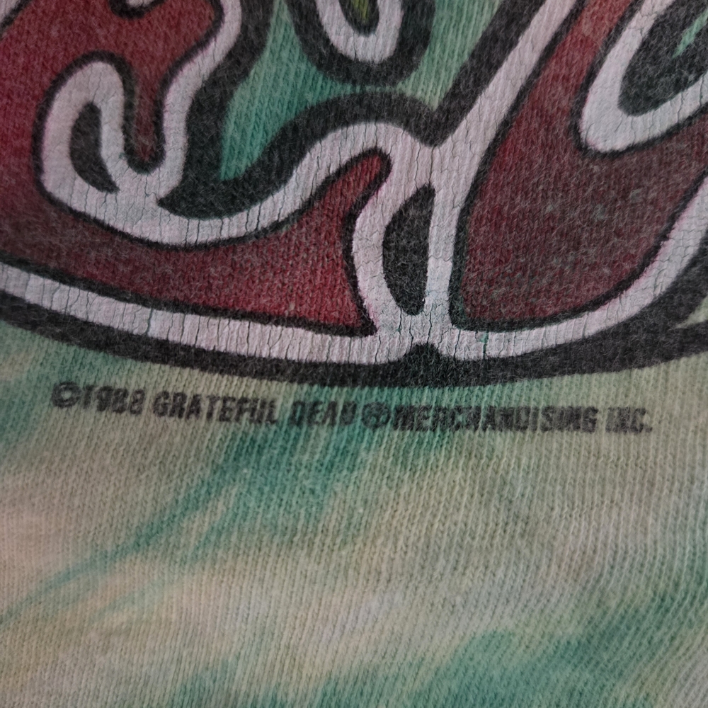 Vintage Grateful Dead Hanes Beefy T Tie-Dye T-Shirt - Green and Yellow - Picture 4 of 6